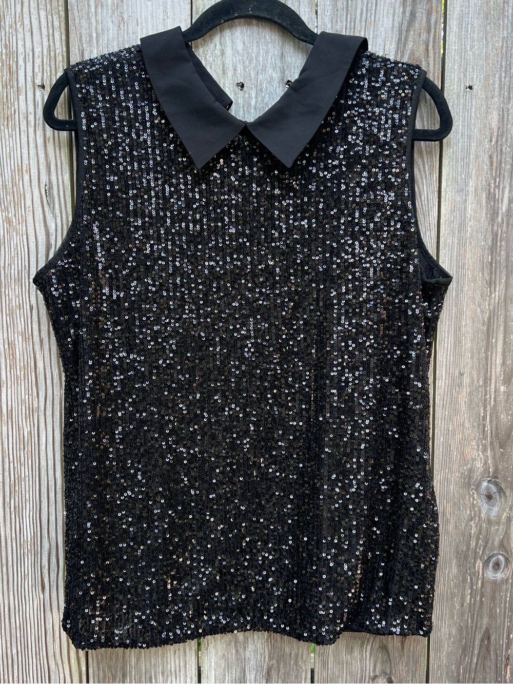 TOMMY HILFIGER Black Collared Sleeveless  Sequin Top Women’s XL NWT NEW - Picture 4 of 16